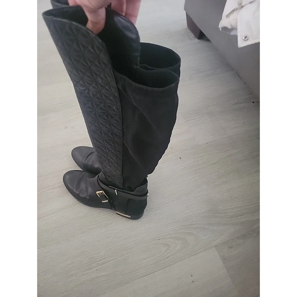 Vince Camuto Patria Black Knee High Riding 6.5 Stretchy Calf Boots Fall Bohemian